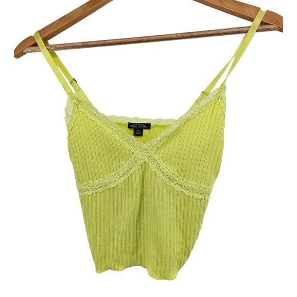Wild Fable Womens Ribbed Lace Trim Camisole Top Size XS Yellow - Picture 2 of 6